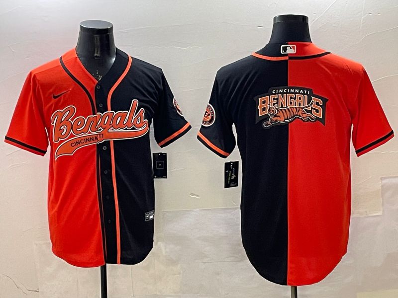 Men Cincinnati Bengals Blank Orange Black Joint Name 2025 Nike Limited NFL Jersey style 1